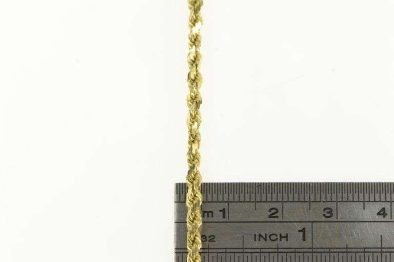 14K Yellow Gold 2.5mm Thick Rope Woven Link Vintage Chain Necklace