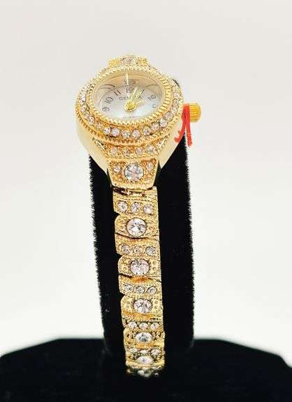 Ladies Geneva & Gemstone Watch, 18kt Yellow Gold Plated