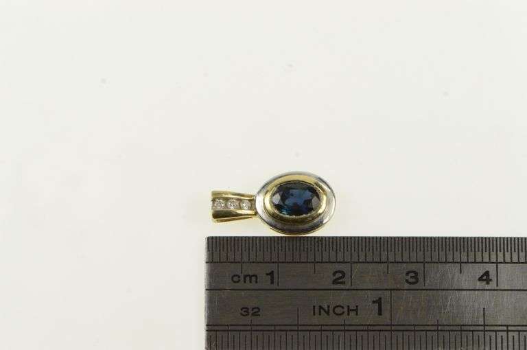 14K Yellow Gold Natural Sapphire Diamond Statement Pendant