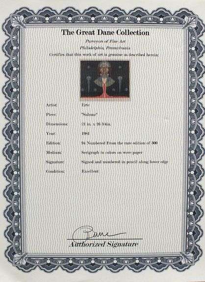 Very collectable original signed Erte