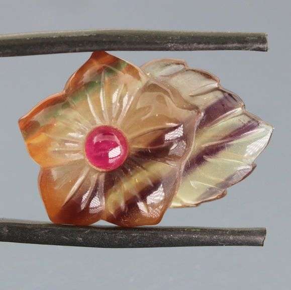 Glowing! 23.48ct Bi-color Fluorite carving