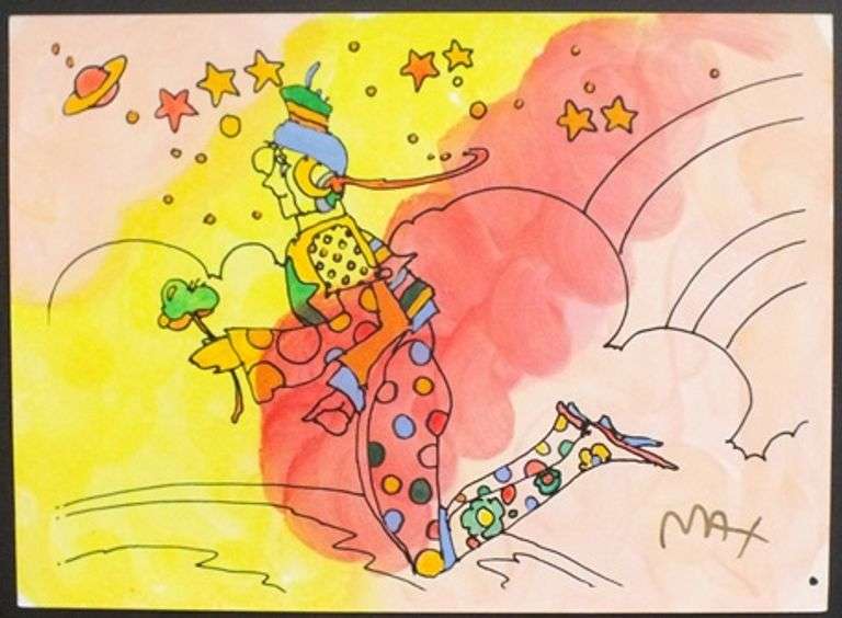 Peter Max, Original painting, mixed media on paper.