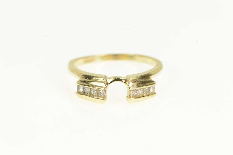 14K Yellow Gold 0.25 Ctw Princess Diamond Wedding Wrap Band Ring