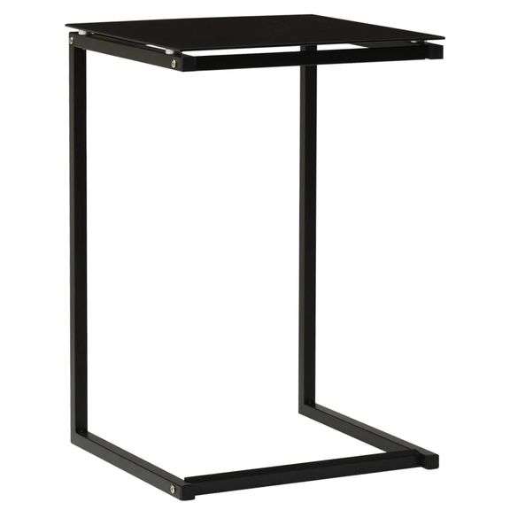 Side Table Black 15.7inx15.7inx23.6in Tempered Glass