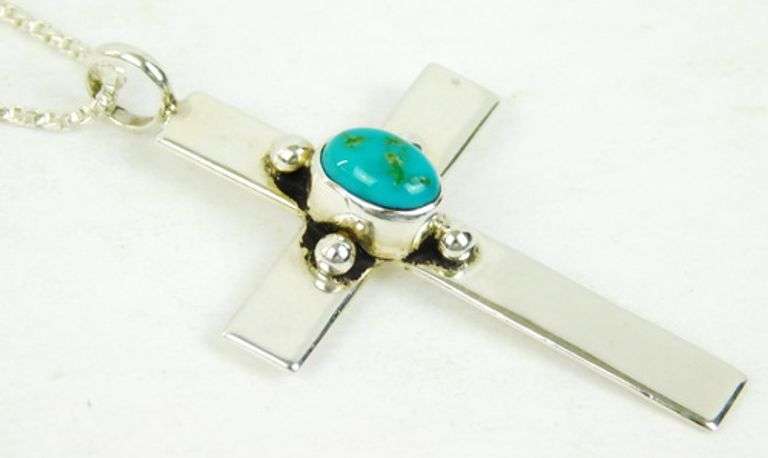 Sterling Turquoise Cross & Chain