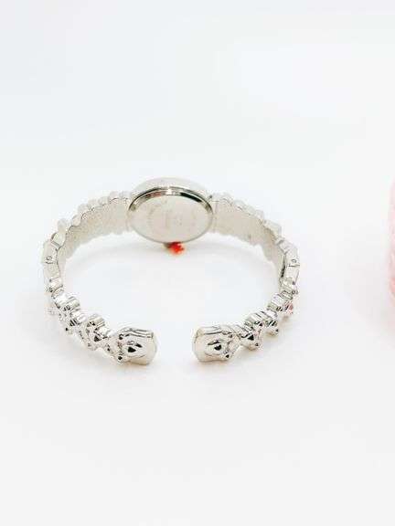 Ladies Geneva & Gemstone Watch, 18kt White GP Cuff