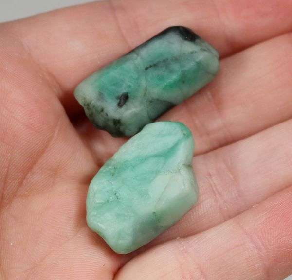 Gorgeous 68.3ct raw Emerald in matrix pair