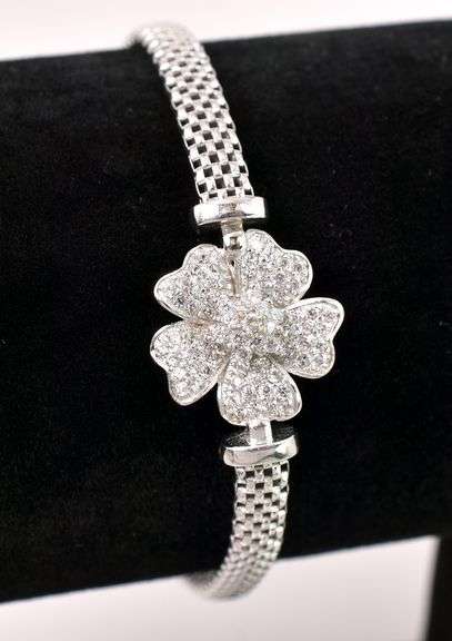 Flower CZ Bracelet In Sterling Silver