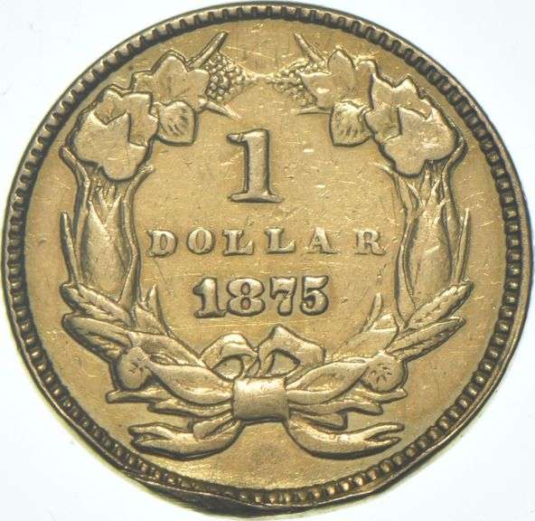 1875 $1 Indian Princess Head Gold Dollar Piece