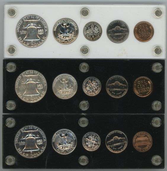 3 Diff. Gem 5-pc Proof Sets in custom holders
