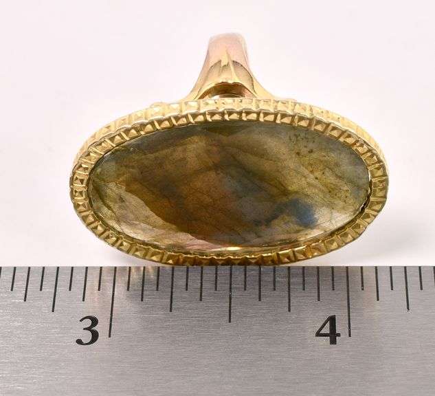 Rich Labradorite Gem Ring In 14K Yellow Gold