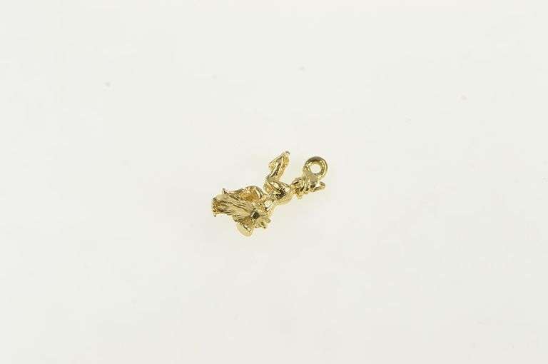 10K Yellow Gold 3D Sprite Gnome Reading Book on Mushroom Charm/Pendant