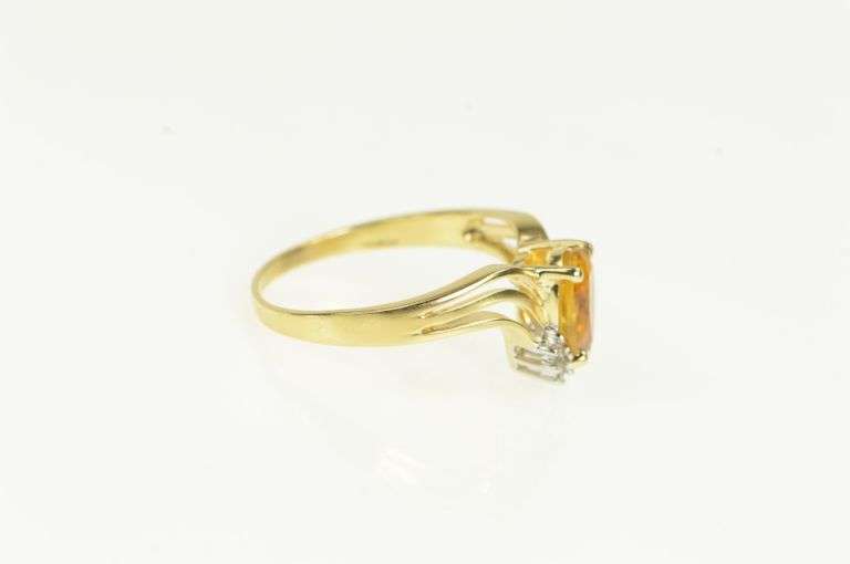 14K Yellow Gold Pear Citrine Diamond Cluster Chevron Ring