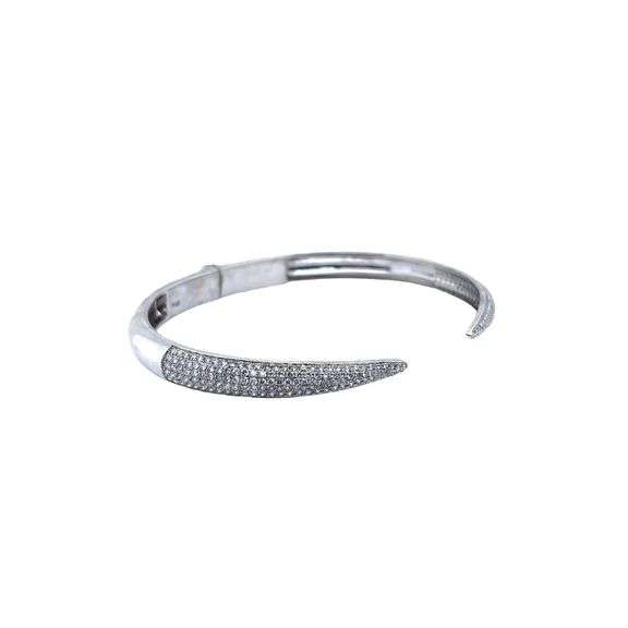 18K WHITE GOLD OPEN BANGLE WITH DIAMONDS