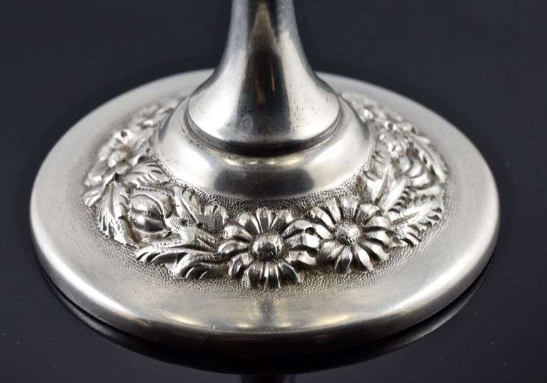 Stunning Pair of Stieff Hand-Chased Stemmed Candy Dishes
