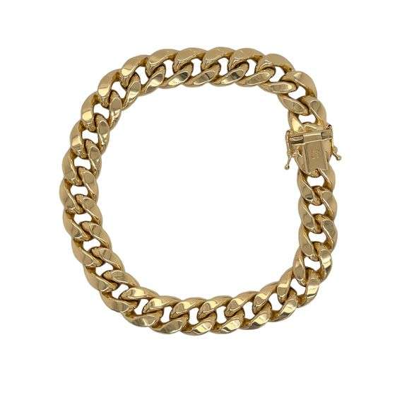 14K YELLOW GOLD JUMBO MIAMI CUBAN LINK CHAIN BRACELET