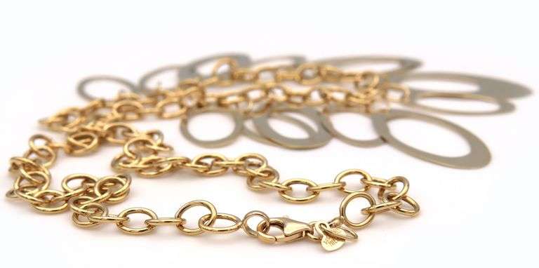 Polished Oval Circle Multi Drop Necklace in 14K