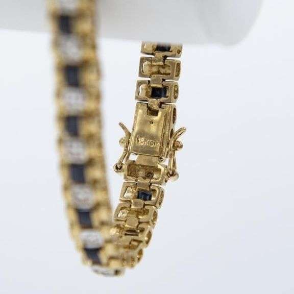 18Kt Gold Plated Natural Kashmir Midnight Blue Sapphire & Diamond Bracelet