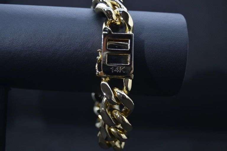 Huge 130 Gram 14 KT Gold Plated Cuban Link Bracelet