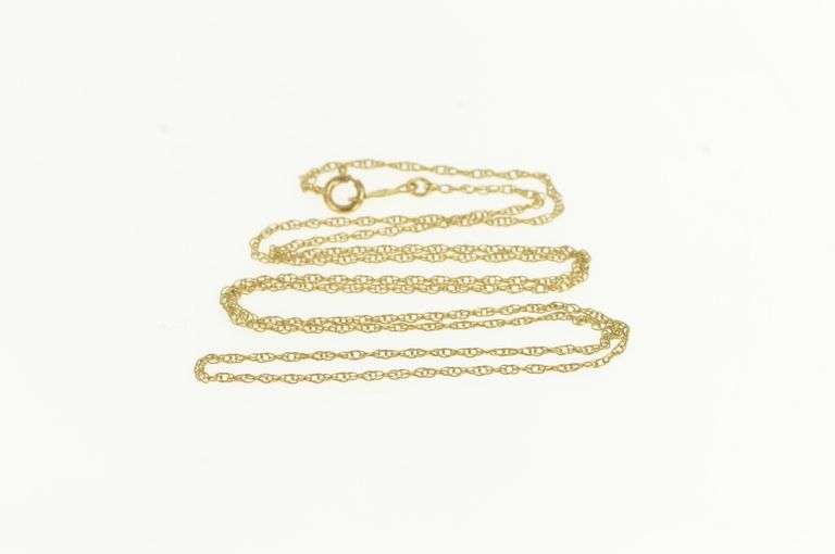 14K Yellow Gold 0.9mm Rolling Twist Cable Woven Chain Link Necklace