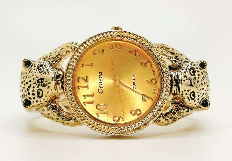 18kt GP Leopard Geneva Bangle Watch
