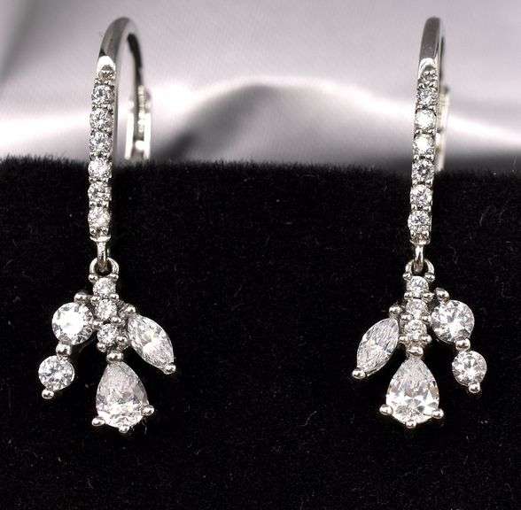 CZ Dangle Earrings In Sterling Silver