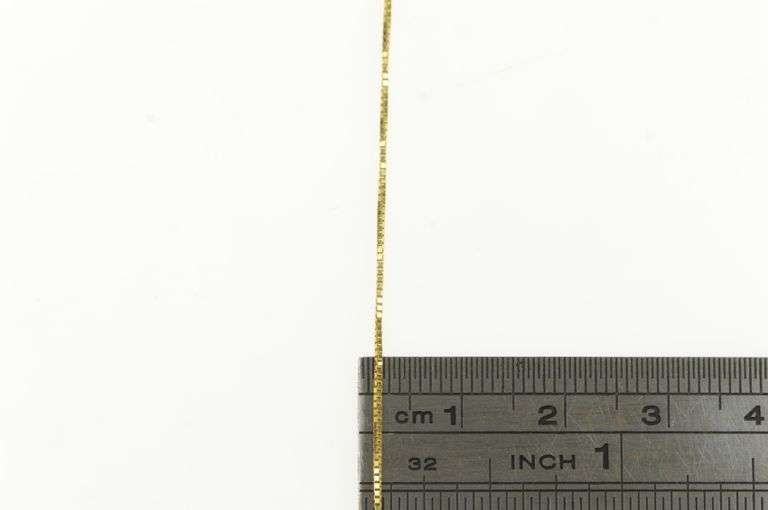 14K Yellow Gold 0.7mm Box Link Classic Square Vintage Chain Necklace