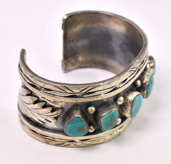 Turquoise Cuff Bracelet In Sterling Silver