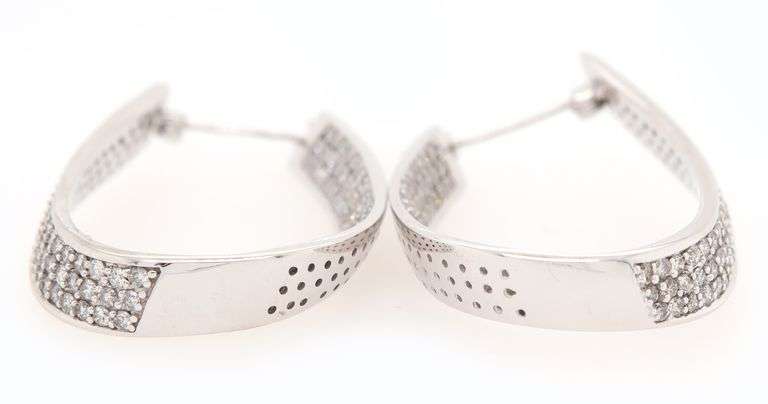 4.00ctw Pave Diamond Contoured Inside Out Hoop Earrings in 14K