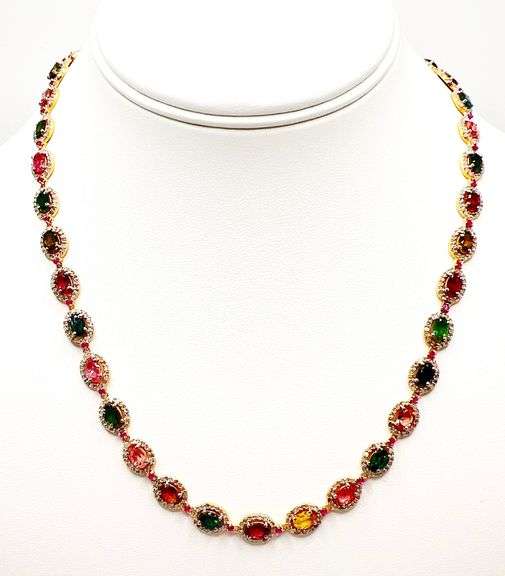 STUNNING TOURMALINE AND DIAMOND NECKLACE