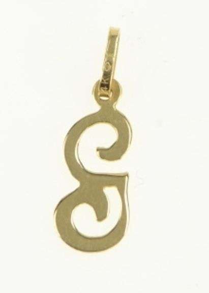 14K Yellow Gold G Cursive Monogram Name Initial Charm/Pendant