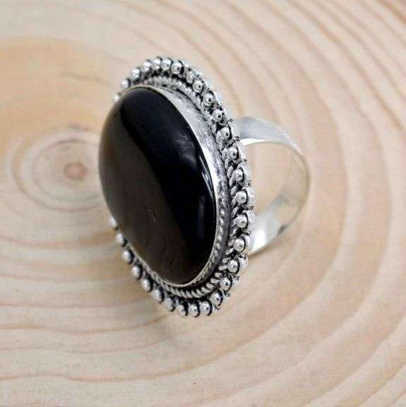 24Ct Black Onyx Druzy Ring