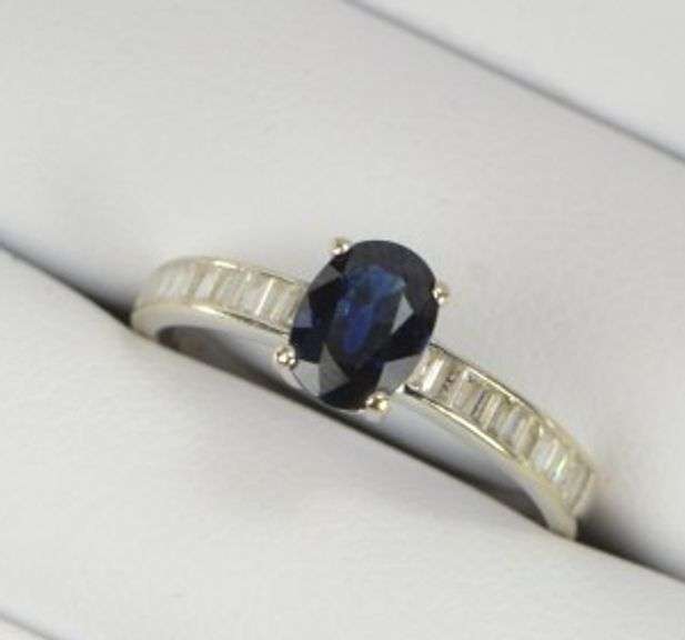 14K White Gold 1.30 Ctw Effy Sapphire Diamond Engagement Ring