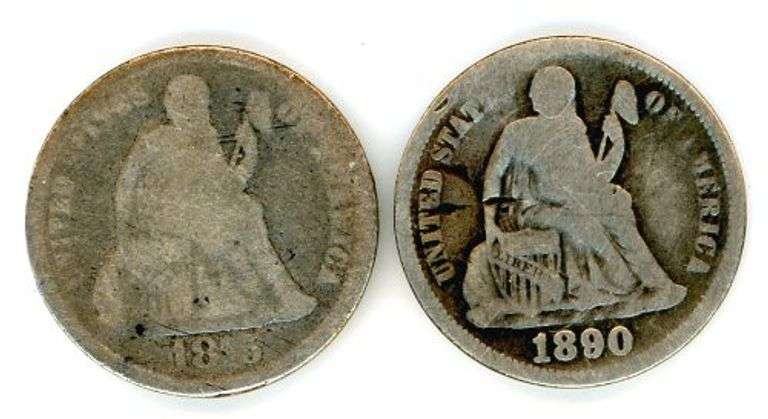 1875 & 1890 Seated Liberty Silver Dimes