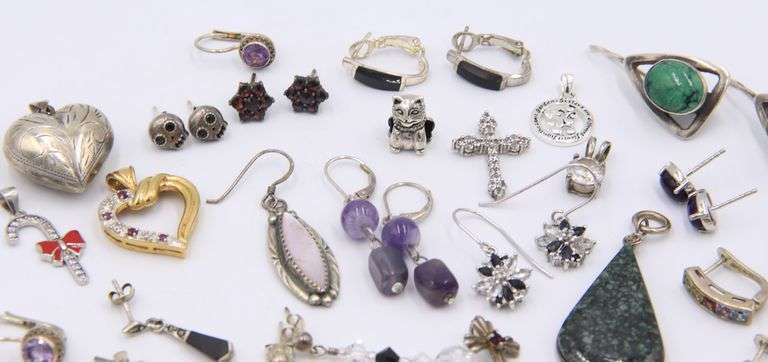 Group Lot of Vintage 925 Sterling Silver Earrings