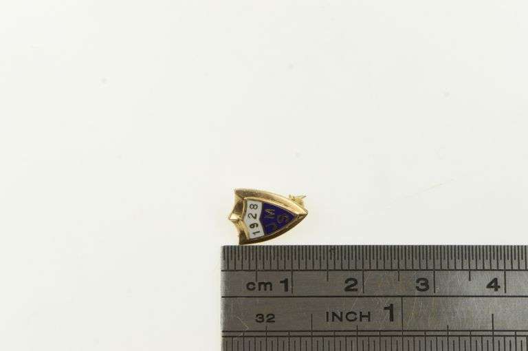 14K Yellow Gold 1928 JMS Enamel Shield Graduate Lapel Pin/Brooch
