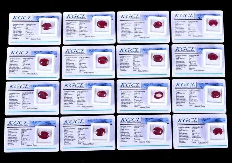 GROUP LOT OF 16 CERTIFIED NATURAL RUBY LOOSE GEMSTONES- 175.0+CARATS!