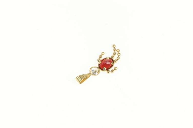14K Yellow Gold January Birthstone Baby Sim. Garnet CZ Charm/Pendant