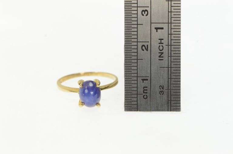 14K Yellow Gold Oval Syn. Star Sapphire Vintage Statement Ring