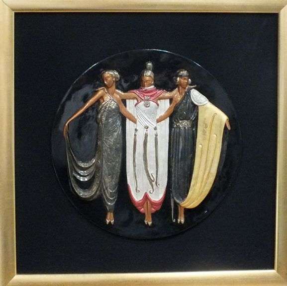 Extremely collectable and rare original Erte  bronze relief framed . Very heavy