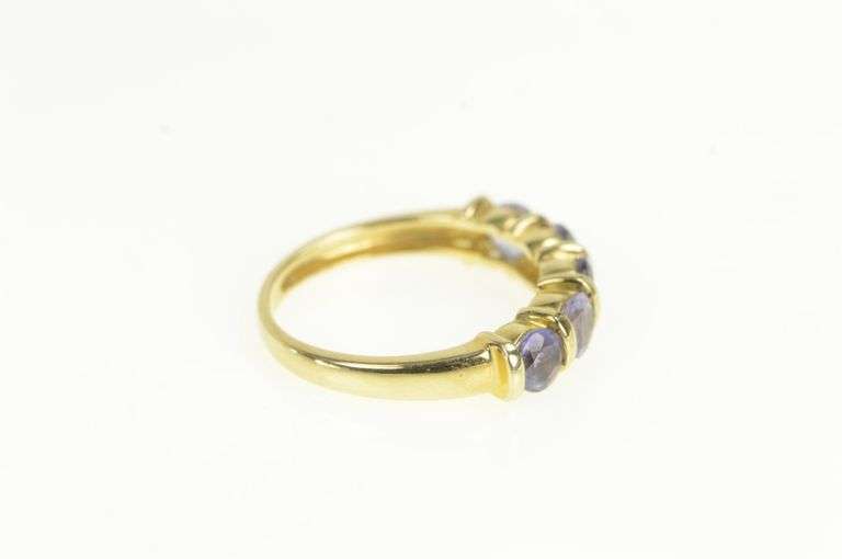 14K Yellow Gold Five Stone Tanzanite Vintage Wedding Band Ring