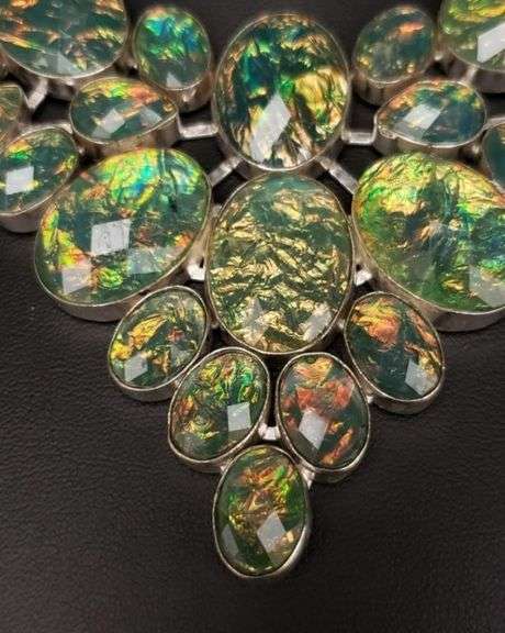 285 Ct Australian Simulated Rainbow Opal Necklace