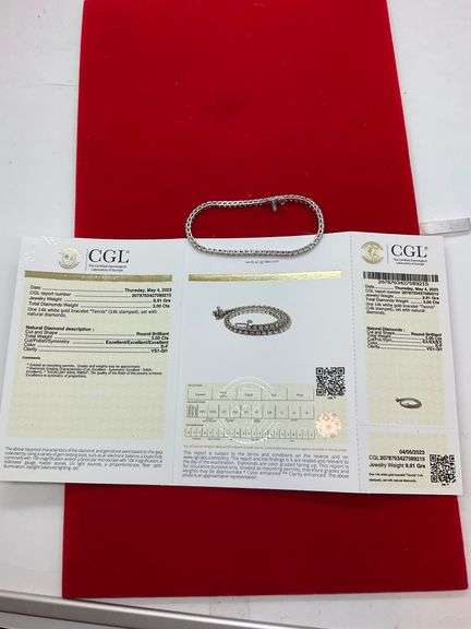 CERTIFIED BRAND NEW 14K WHITE GOLD LADIES DIAMOND TENNIS BRACELET . 3.00 CARATS