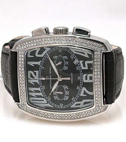 Men’s Chronograph limited edition with 188 natural diamonds Leather Strap Officina Del Tempo Italy