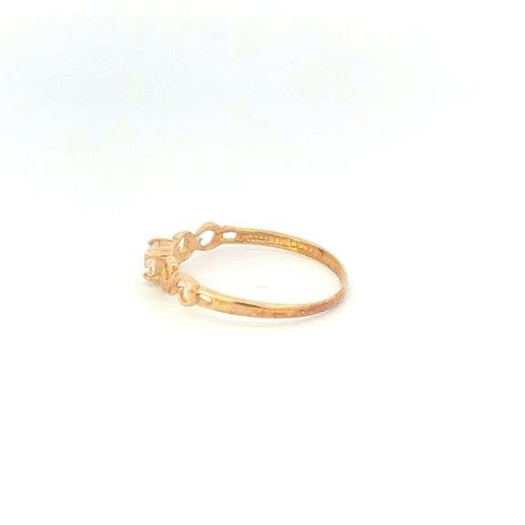 10K Yellow Gold Heart Love Symbol CZ Solitaire Vintage Ring