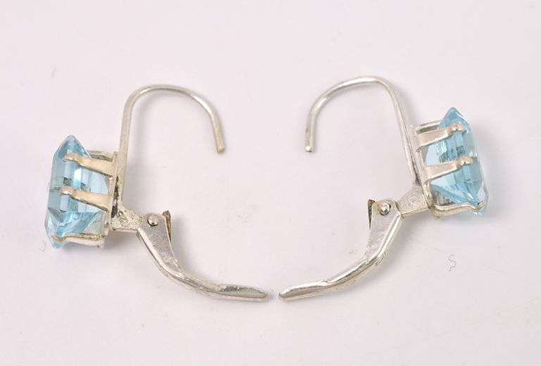 Blue Topaz Dangle Earrings In Sterling Silver