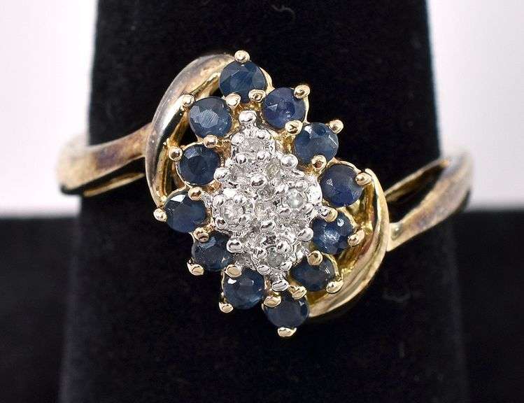 Vermeil Blue Sapphire and Diamond Ring In Sterling Silver