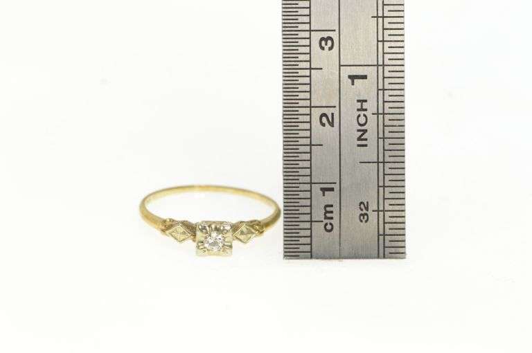 14K Yellow Gold 1940's Classic Diamond Solitaire Engagement Ring
