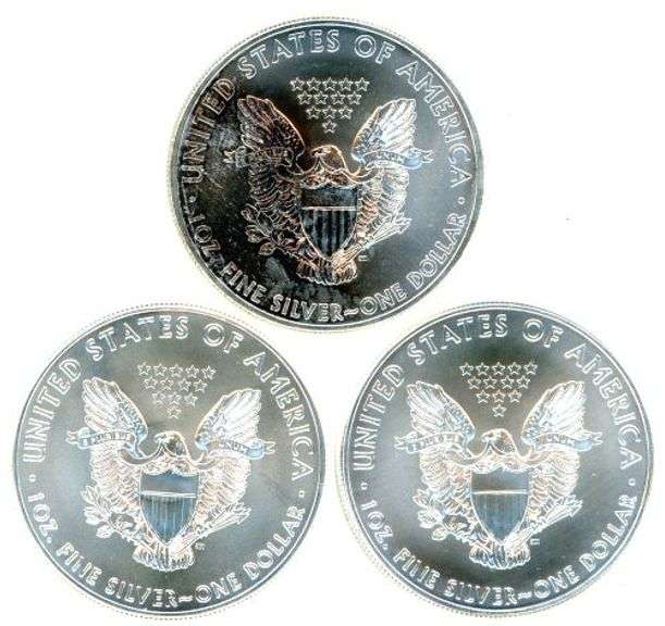 3 Different One Ounce American Silver Eagles