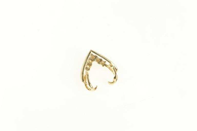 14K Yellow Gold Chevron Diamond Curved Open Design Slide Pendant